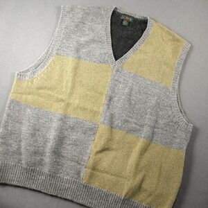 Vintage 90s J. Crew Golf Wool Oarsman Sweater Vest Men XL Colorblock V-Neck Knit